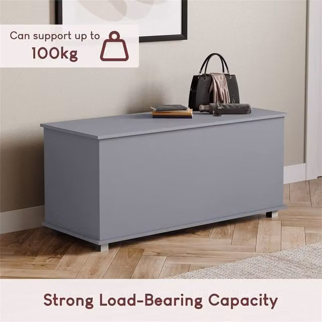 SPETLEK Modern Grey Storage Ottoman Toy Chest for Children's Bedrooms