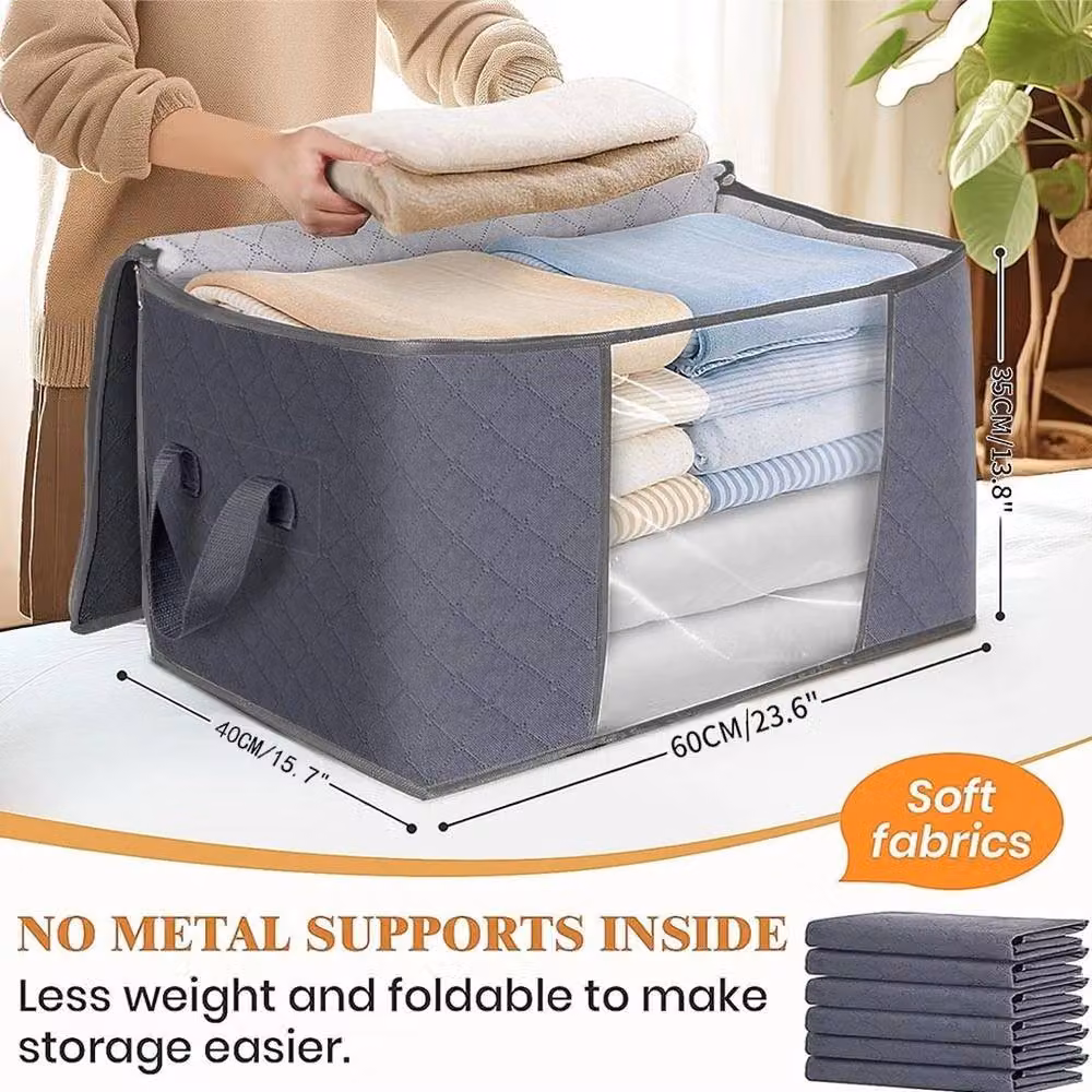Kelvenix 6 Pack Foldable 90L Storage Bags for Clothes in Grey – 4