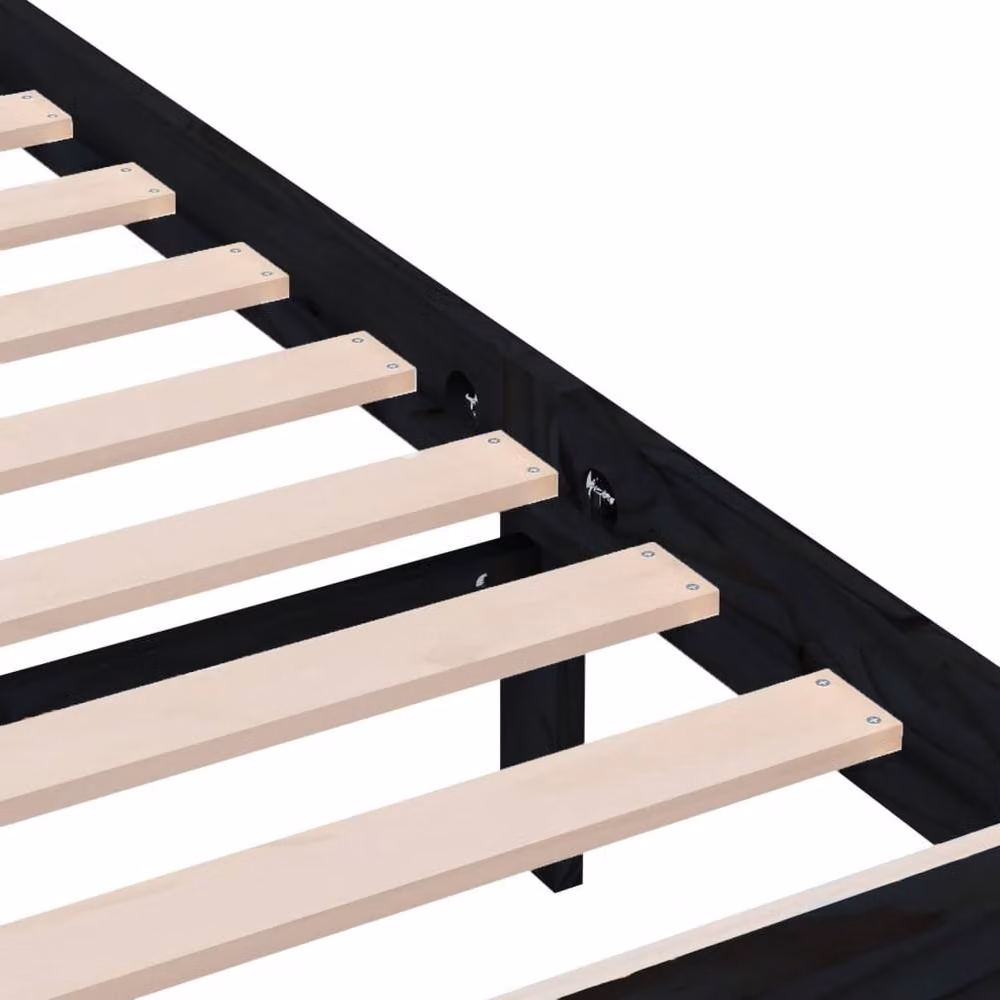 Berkfield Home Beautiful Solid Wood Bed Frame in Black, 200 x 200 cm – 4