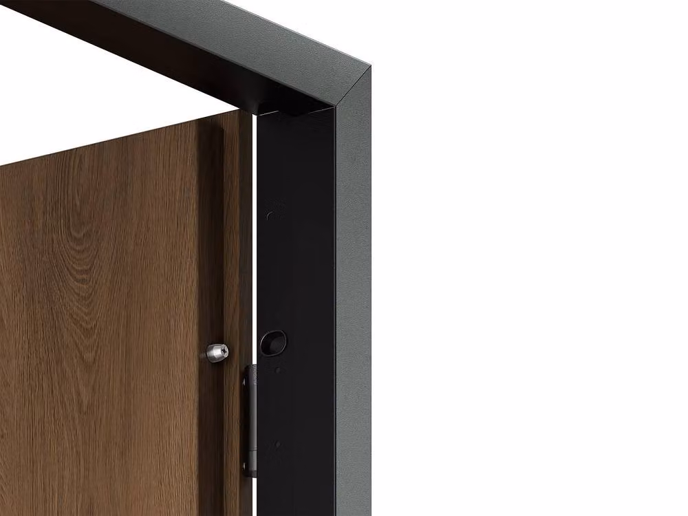 Vente-unique Full Panel Steel Front Door in Walnut Effect, H: 207 cm, W: 100 cm – 3