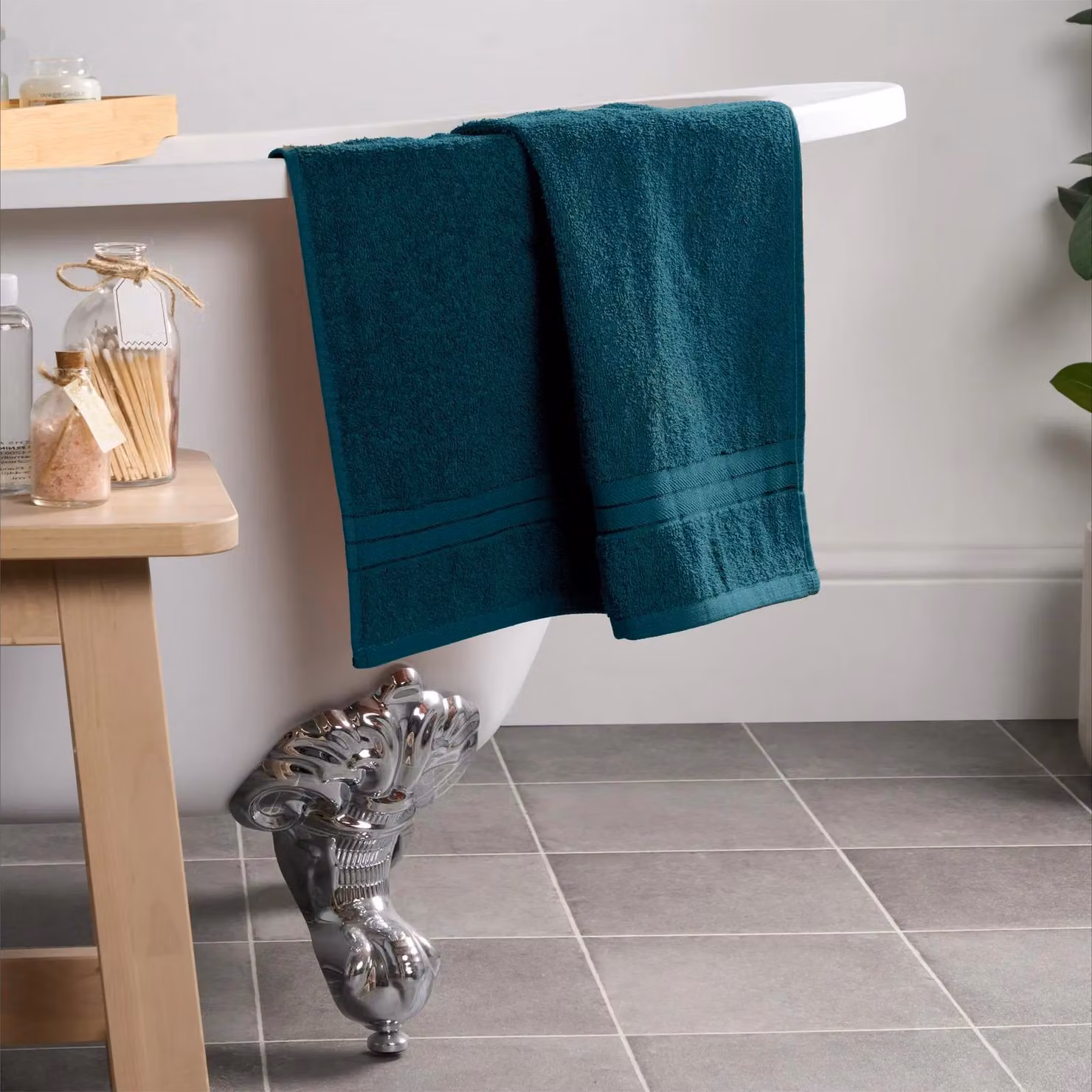 OHS 10 Pack of Fluffy 100% Cotton Terry Bathroom Hand Towels in Teal/Turquoise – 5