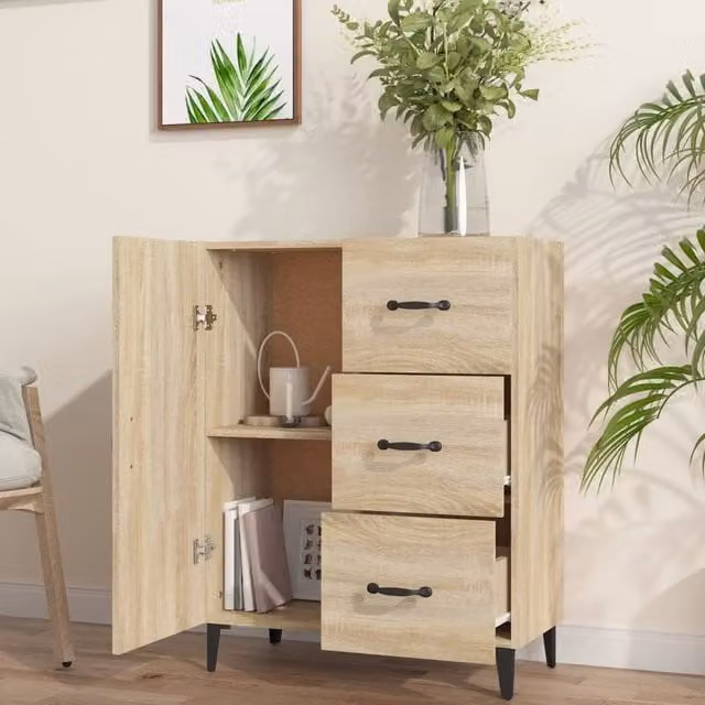Berkfield Home Sonoma Oak Sideboard in Light Brown, W/D/H: 69.5 x 34 x 90 cm – 1