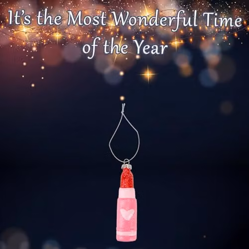 VFM e-Store Pink Lipstick Christmas Tree Hanging Ornament, H 11.5 x W 2.6 x D 2.6 cm – 3