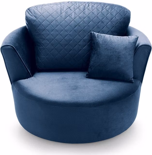 Abakus Direct Chicago Blue Velvet Swivel Tub Lounge Chair with Armrests