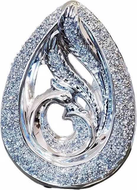 DEENZ Silver Crushed Diamond Double Teardrop Ornament