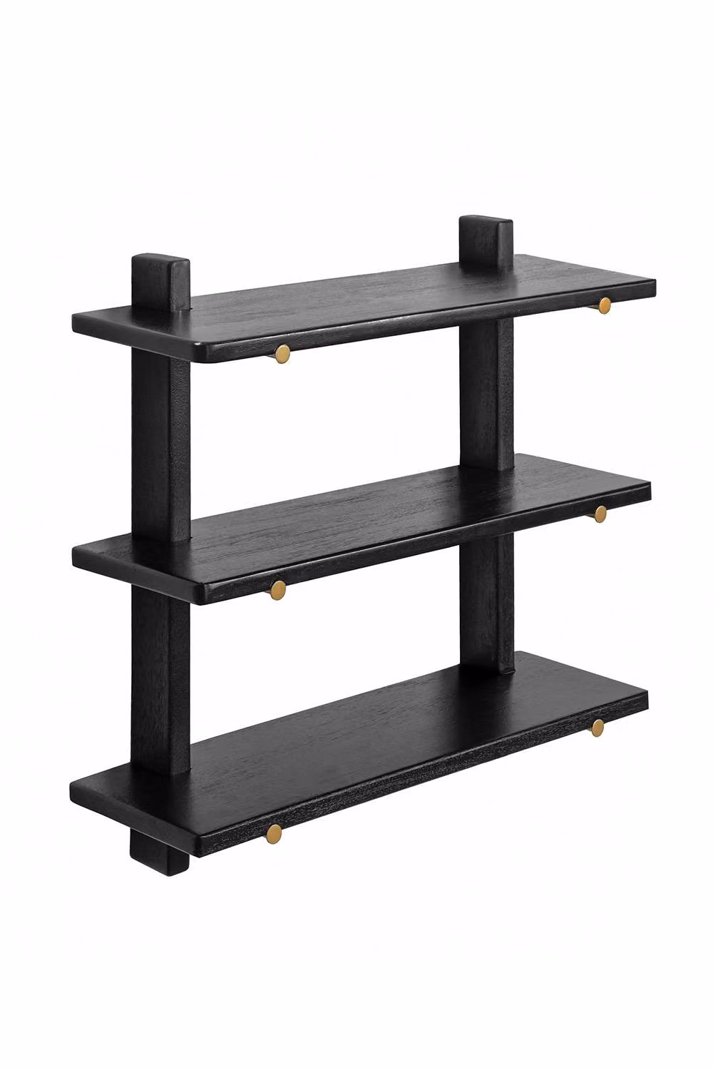 MH London 3-Tier Wall Mounted Floating Display Shelf in Black Mango Wood and Metal – 2