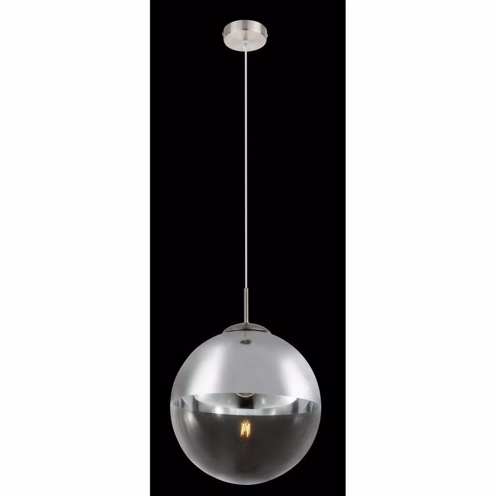 Netlighting Varus Globe Pendant Light with Transparent Glass Shade and Nickel Matt Finish, Grey, Diameter: 30 cm – 2