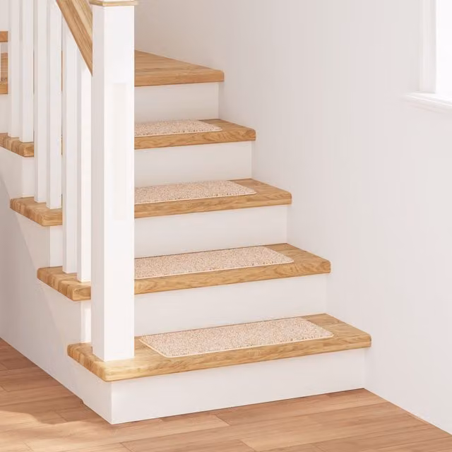 Berkfield Home Non-Slip Stair Mats with Latex Backing, Beige, W: 60 cm x D: 25 cm