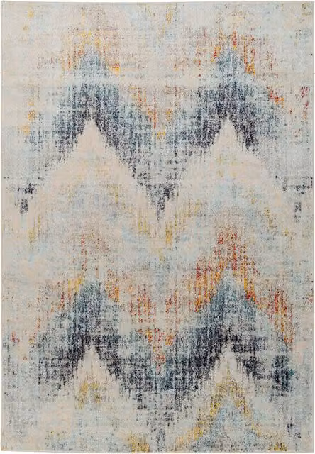 The Rug House Multicolour Geometric Chevron Distressed Area Rug, W: 120 cm, L: 170 cm