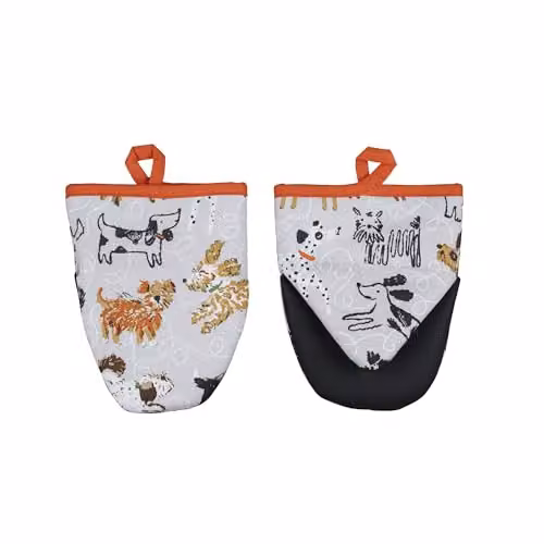 Ulster Weavers Polka Dots & Dogs Cotton Microwave Oven Mitts, Grey and Black, W/D/H: 18 x 14.5 cm – 4