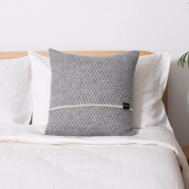 Native Natural Hoop Grey Wool Square Cushion W/D/H: 45 x 45 x 45 cm