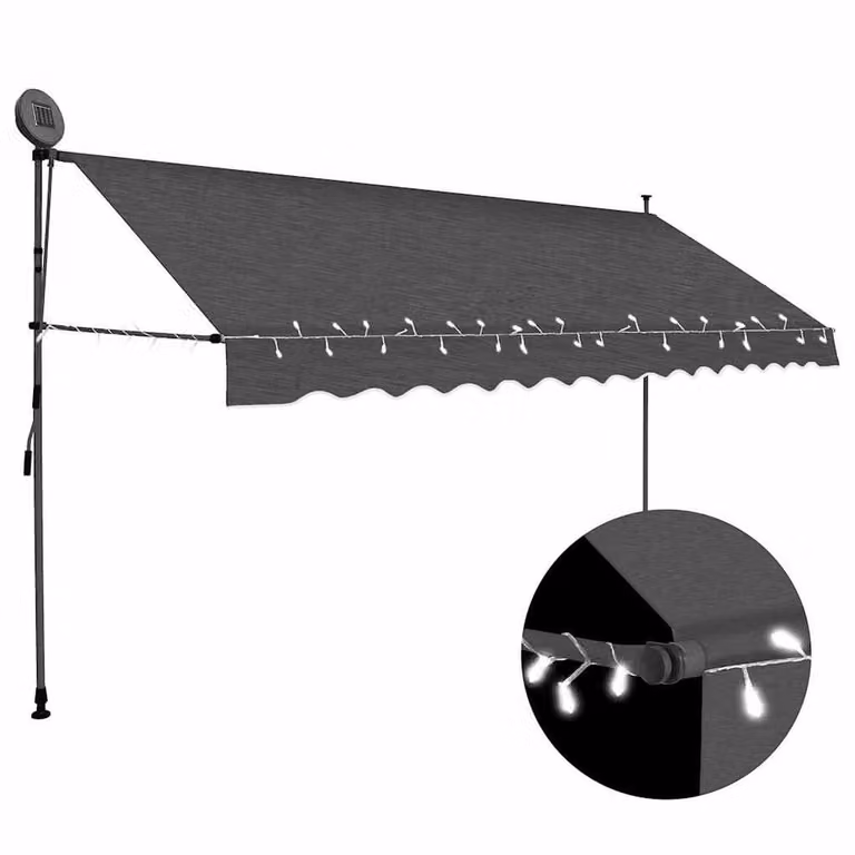 Berkfield Home Manual Retractable Awning with LED, Anthracite Grey, Width: 400 cm