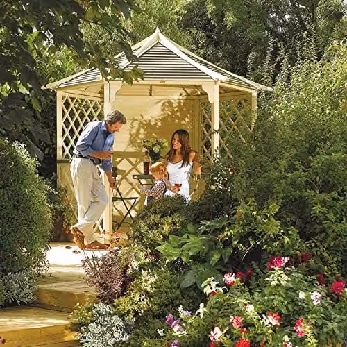 Rowlinson Gainsborough Wooden Gazebo in Brown, W: 300 cm, D: 260 cm, H: 270 cm – 1