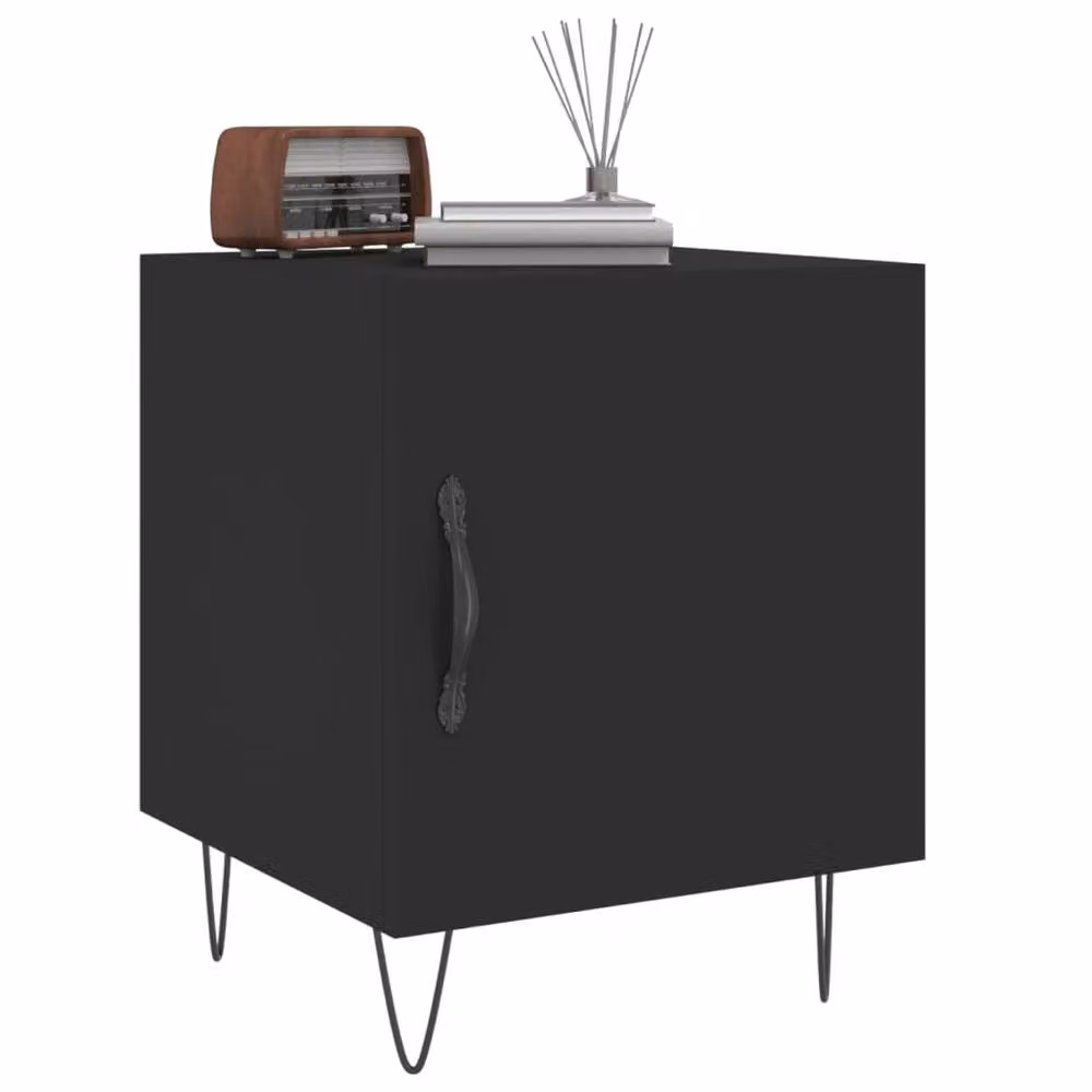 Berkfield Home Modern Bedside Cabinet in Black, W/D/H: 40 x 40 x 50 cm – 4