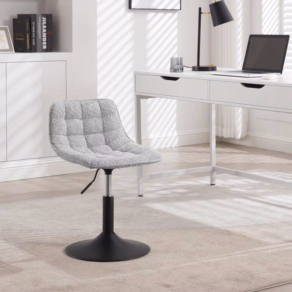 SPETLEK Height Adjustable Dressing Table Chair in Grey Chenille – 2