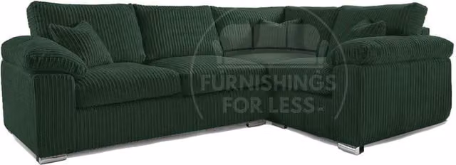 Furnishings For Less UK Delta 4 Seater L Shape Corner Sofa in Green Jumbo Cord, Right Hand Facing – 1