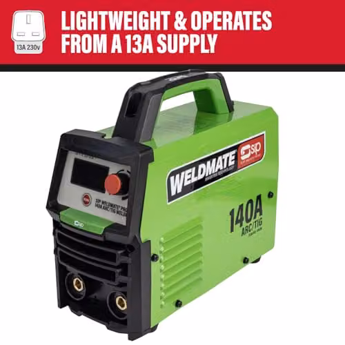 SIP Weldmate Pro Arc Inverter Welder 230V 140A MMA/TIG Portable Welding Machine, Green – 3