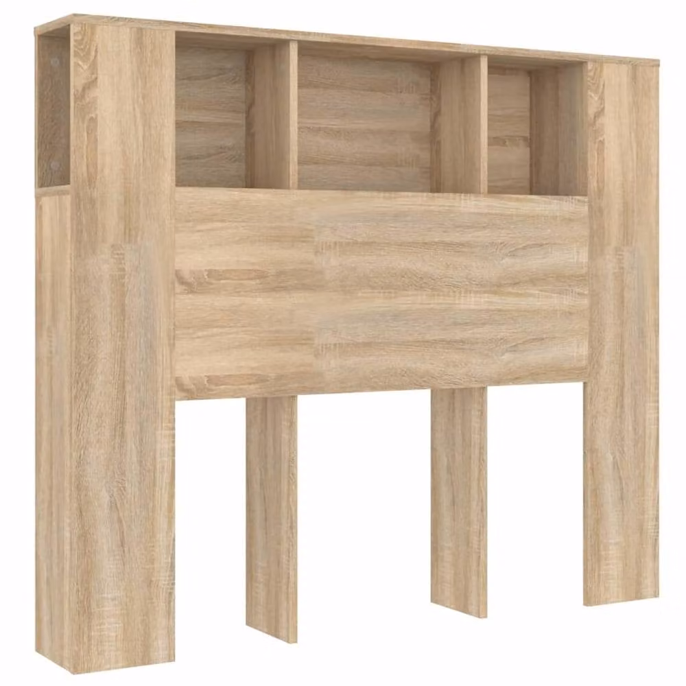 Berkfield Home Sonoma Oak Headboard Cabinet with Integrated Shelf, Light Brown, W: 120 cm, D: 18.5 cm, H: 104.5 cm – 2