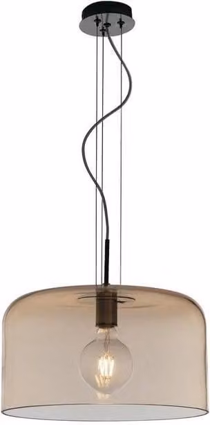 Netlighting GIBUS Amber Cylindrical Pendant Ceiling Light with Glass and Metal Construction, H 35 cm x W 20 cm