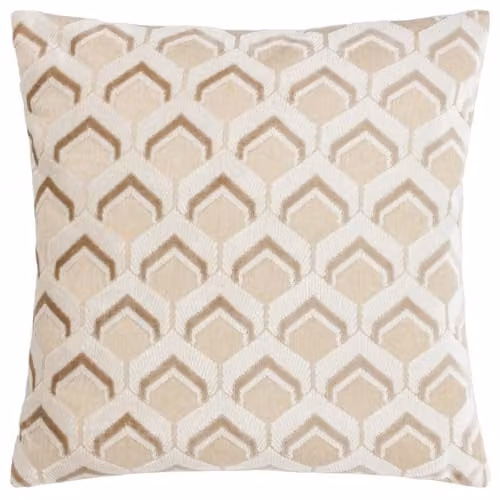 Paoletti Ledbury Geometric Velvet Cushion in Taupe, W/D/H: 45 x 45 x 45 cm