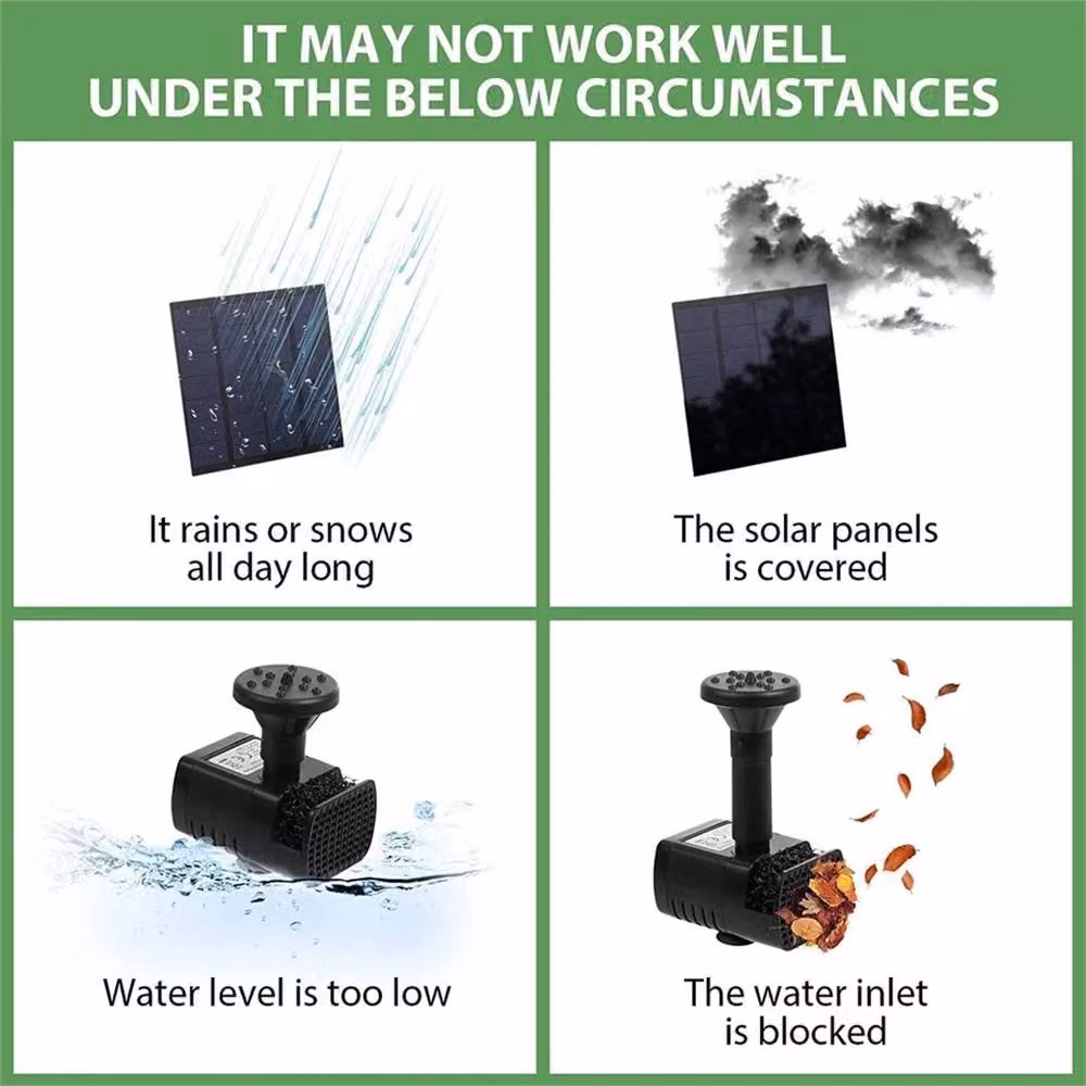 FLAVORA Solar Powered Pond Pump Fountain for Garden and Aquarium, Black, W/D/H: 100 x 100 x 100 cm – 5