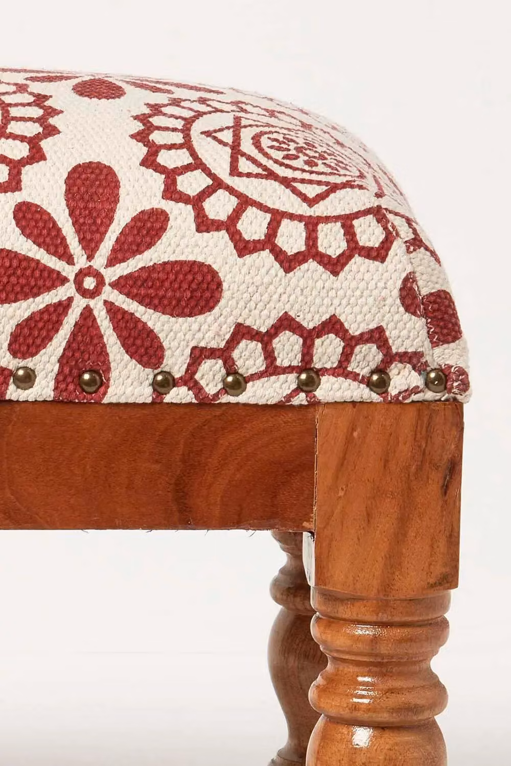 Homescapes Cassia Red Geometric Fabric Footstool, W/D/H: 50 x 30 x 40 cm – 4