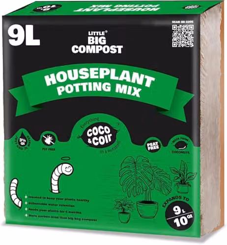 Coco&Coir Peat-free Houseplant Potting Mix with Plant Food Enriched Coconut Coir, 9L