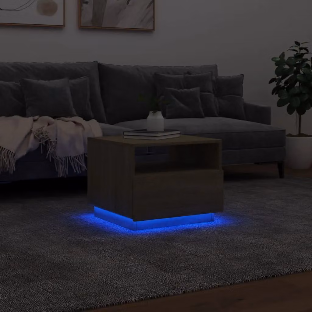 Berkfield Home Modern Coffee Table with LED Lights in Sonoma Oak Brown, W: 50 cm, D: 49 cm, H: 40 cm – 3