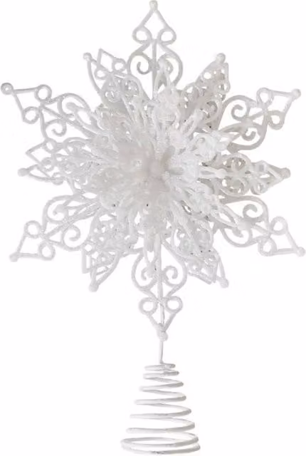 KDMD Glitter Snowflake Tree Topper, White, 2 Pack, Height: 32 cm