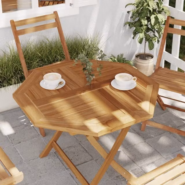 Berkfield Home Octagonal Solid Wood Teak Table Top, Brown, W/D/H: 80 x 80 x 2.5 cm