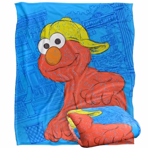 LOGOVISION Sesame Street Elmo Super Soft Fleece Throw Blanket, Multicolour, W/D/H: 152 x 127 cm