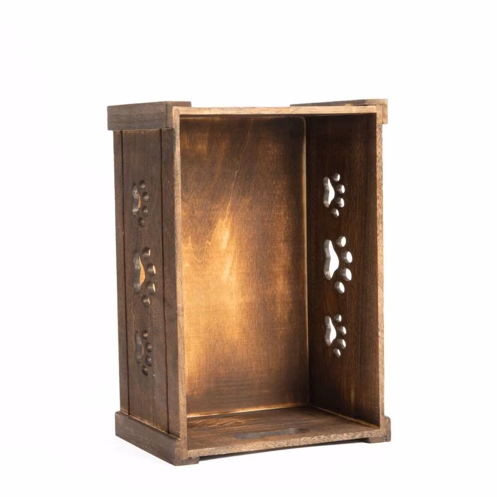 FLAVORA Brown Large-Storage Collection Solid Wood Box with Handles, Width: 50 cm – 3