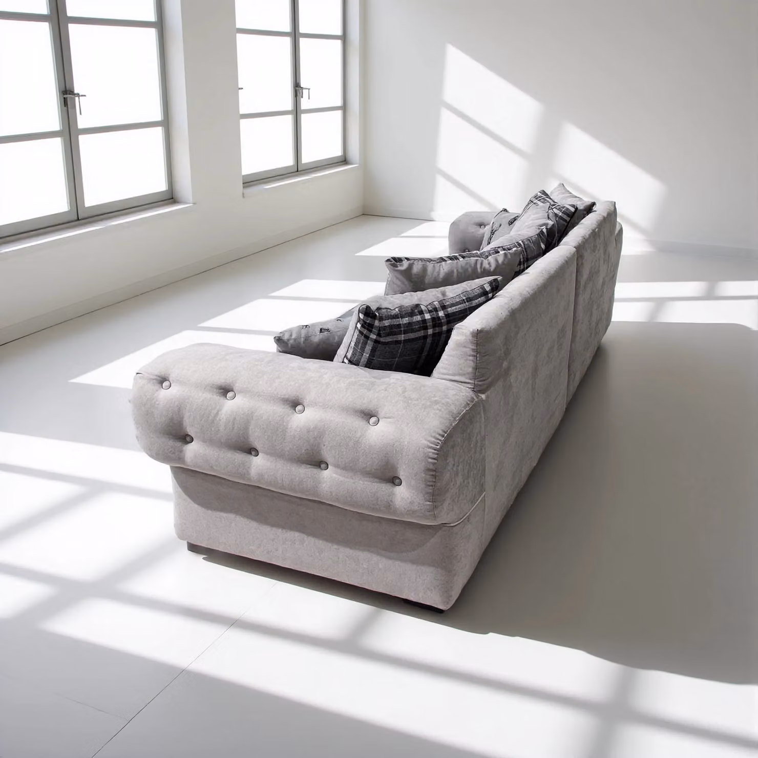 Abakus Direct Verona 4 Seater Linen Upholstered Sofa in Grey – 5