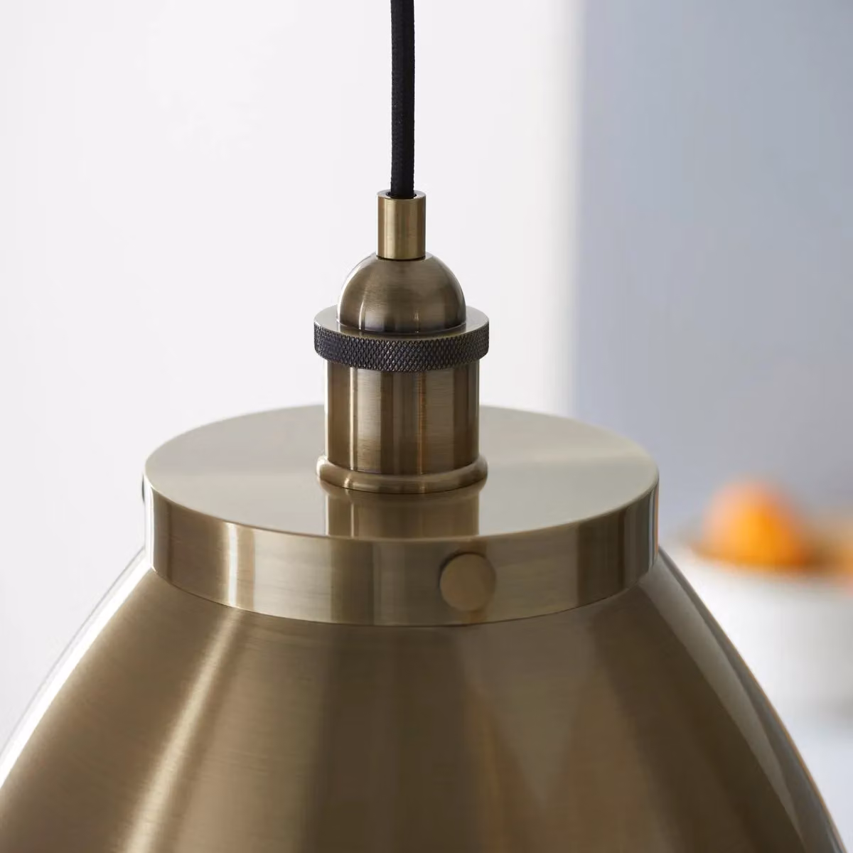 Netlighting Franklin Industrial LED Pendant Ceiling Lamp, Yellow and Antique Brass, Diameter: 33 cm – 4