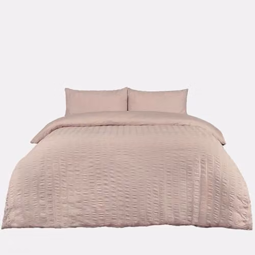 OHS Single Seersucker Duvet Cover and Pillowcase Set, Natural, W/D/H: 135 x 200 cm and 50 x 75 cm