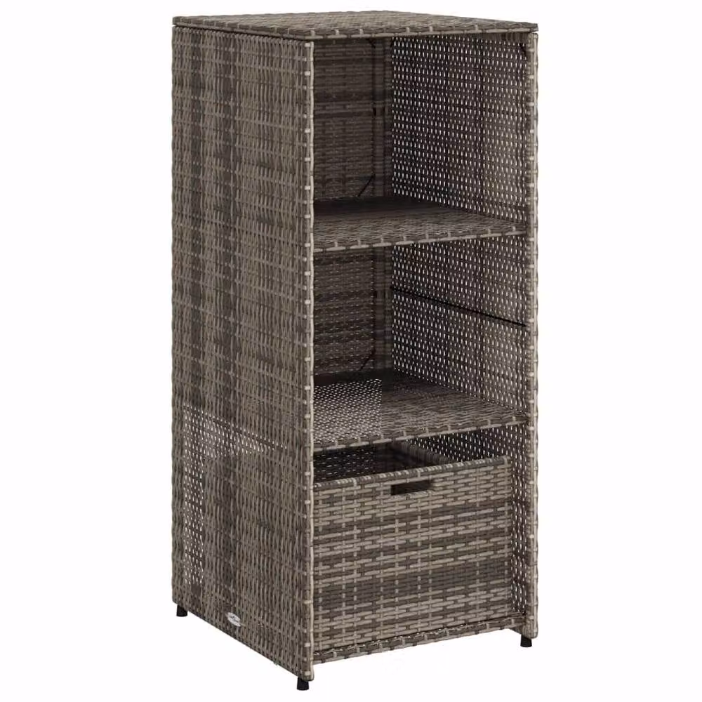 Berkfield Home Grey Poly Rattan Garden Storage Cabinet with Internal Shelves and Drawers W/D/H: 50 x 55 x 115 cm – 2
