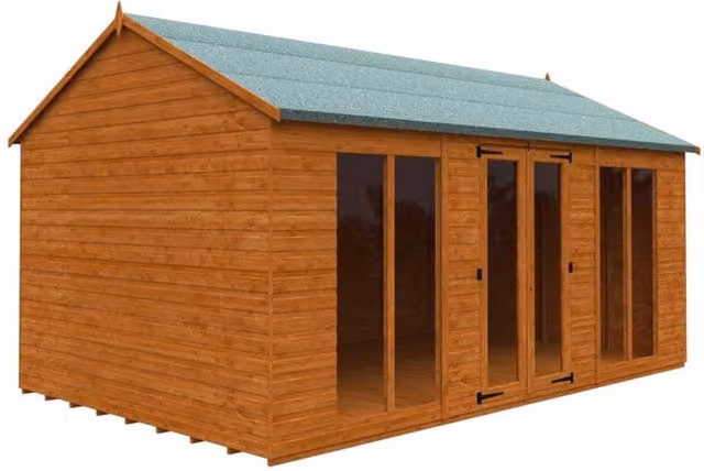 Buttercup Farm Workman Apex 12mm Full Pane Wooden Shed in Burnt Orange – 1