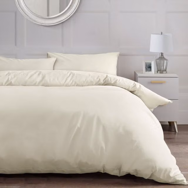 Velosso Sweet Dreams 200 Thread Count Percale Duvet Cover and Pillowcase Set in Beige and Yellow, W: 180 cm, H: 200 cm