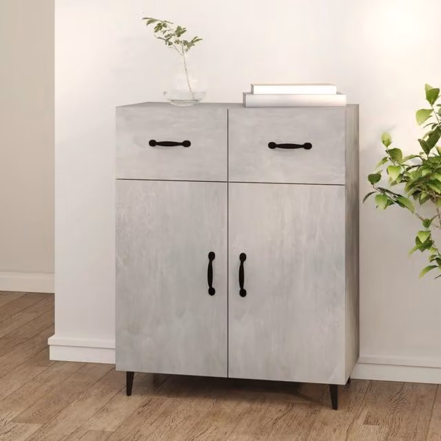 Berkfield Home Sideboard in Concrete Grey, W/D/H: 69.5 x 34 x 90 cm