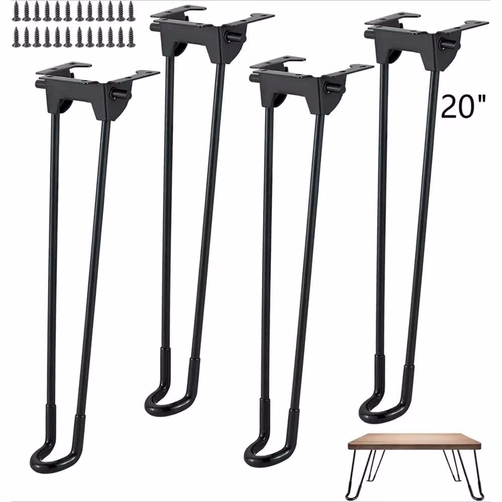 Nordara 4-Piece Set of Black Steel Folding Table Legs, Height: 50.8 cm, Width: 52 cm – 2