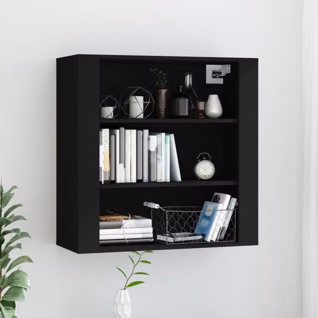 Berkfield Home Modern Wall Cabinet in Black Matt MDF, W/D/H: 80 x 33 x 80 cm – 1
