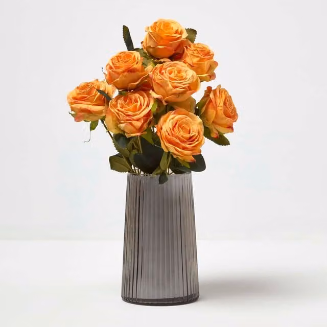 Homescapes Artificial Rose Bouquet in Yellow and Orange