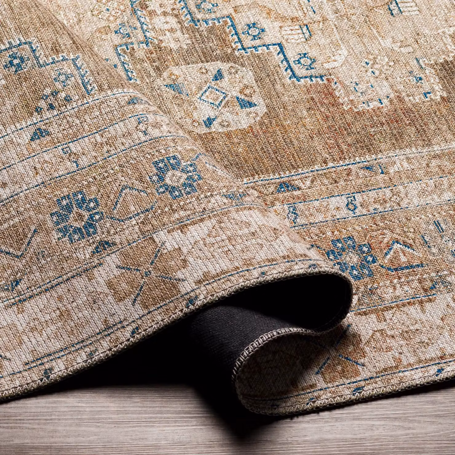 Livabliss Washable Vintage Boho Living and Dining Room Rug in Brown, Grey and Blue, W/D/H: 120 x 170 cm – 3