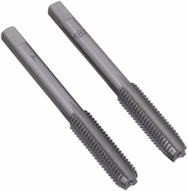 Loops 2 Pack M8 x 1.25mm Taper and Plug Tap Set in Silver Stainless Steel