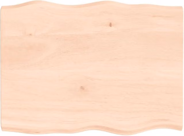 Berkfield Home Table Top Untreated Solid Wood Live Edge in Brown, W: 80 cm, D: 60 cm, H: 2-4 cm