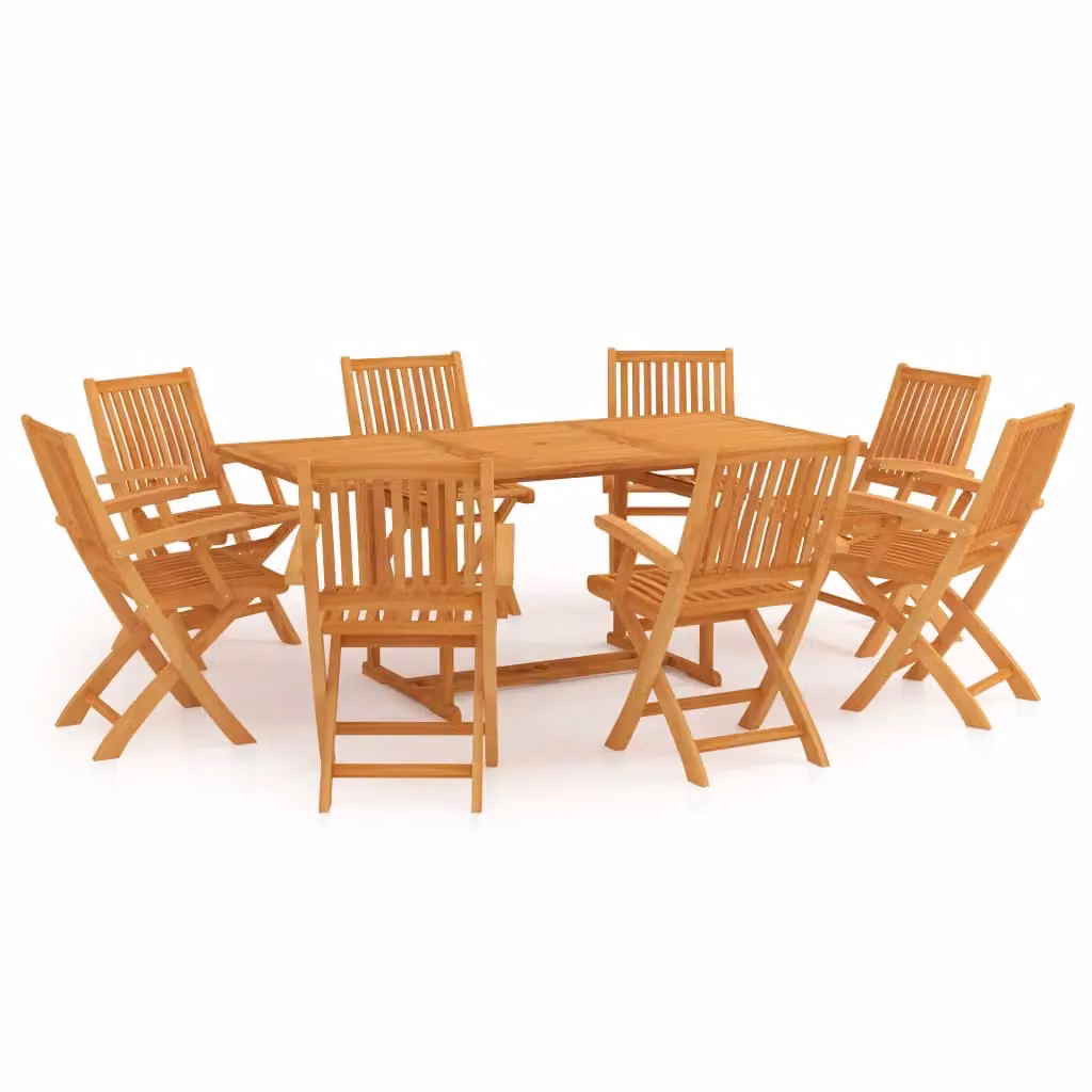 Berkfield Home 9 Piece Garden Dining Set in Brown Solid Teak Wood – 2