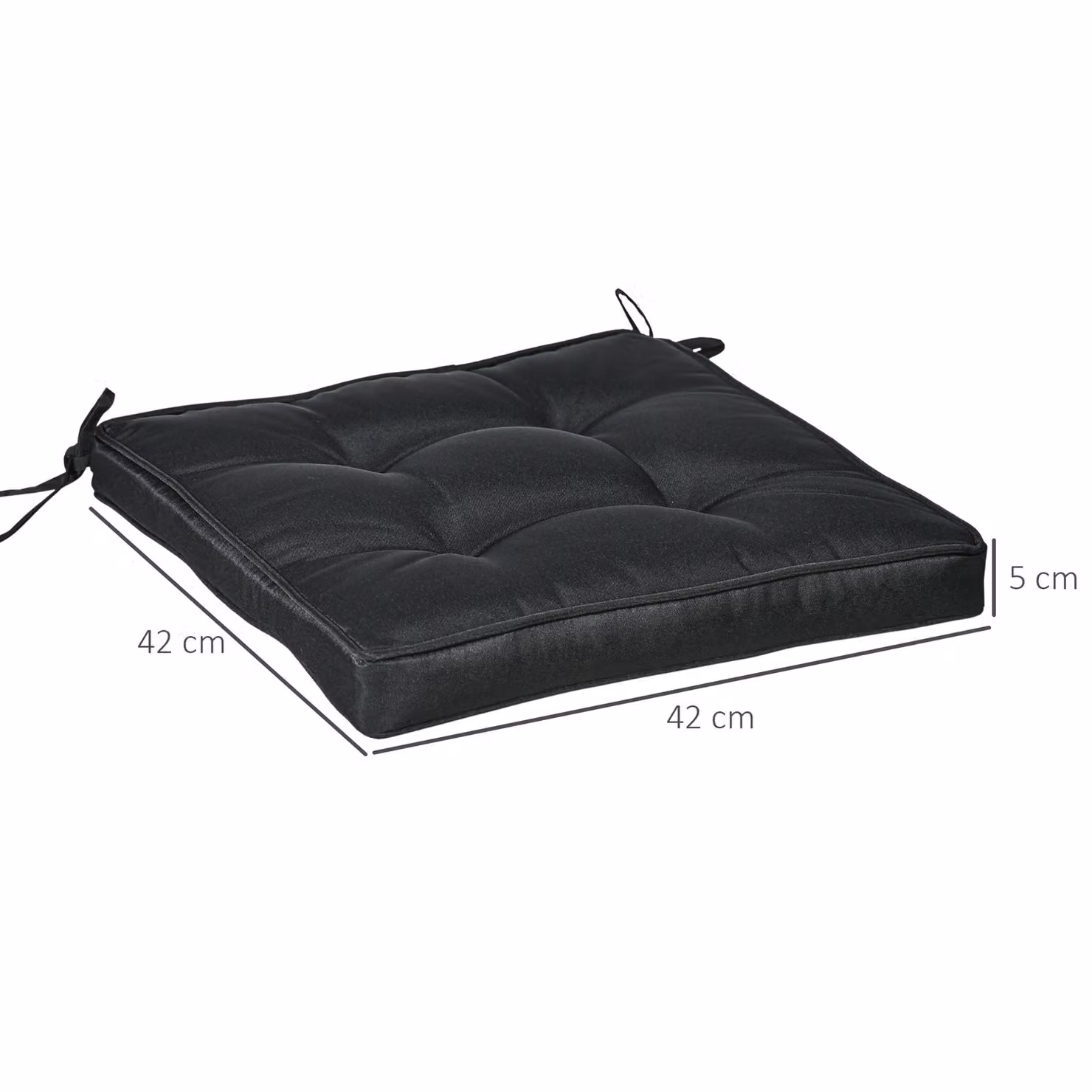 Outsunny Replacement Square Garden Seat Cushion Pad with Ties, Black, W/D: 40 x 40 cm – 3