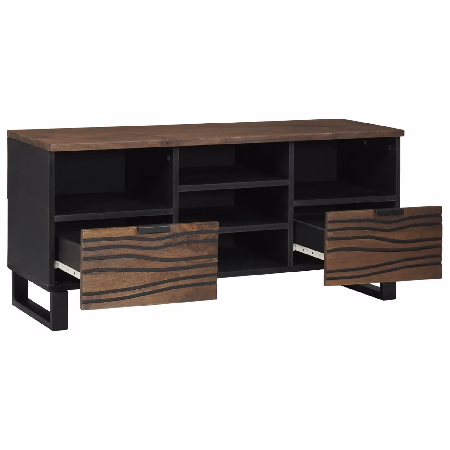 Berkfield Home Modern TV Cabinet in Walnut Brown Wood, W: 100 cm, D: 33.5 cm, H: 46 cm – 2