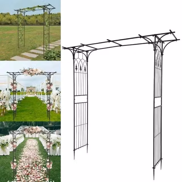 EONLION Heavy Duty Metal Garden Arch in Black, 100 cm