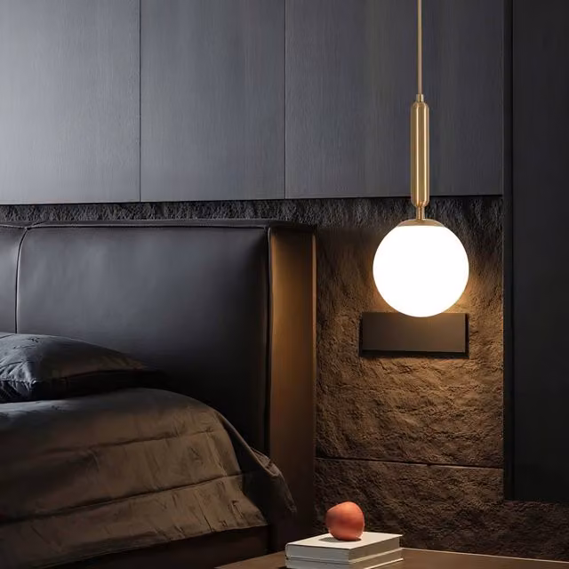 Pheashine Nordic Glass Pendant Light with E27 Base in Gold/Brass, White or Multicolour